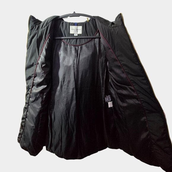 Cole Haan Signature Down & Feather Hooded Puffer Jacket Black M Winter Outerwear - Picture 5 of 11
